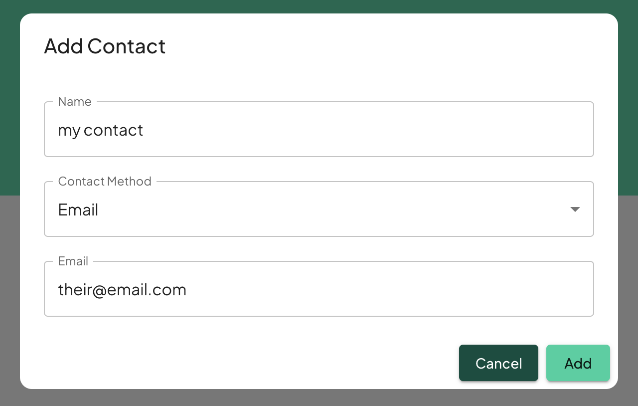 Add a contact Dialog
