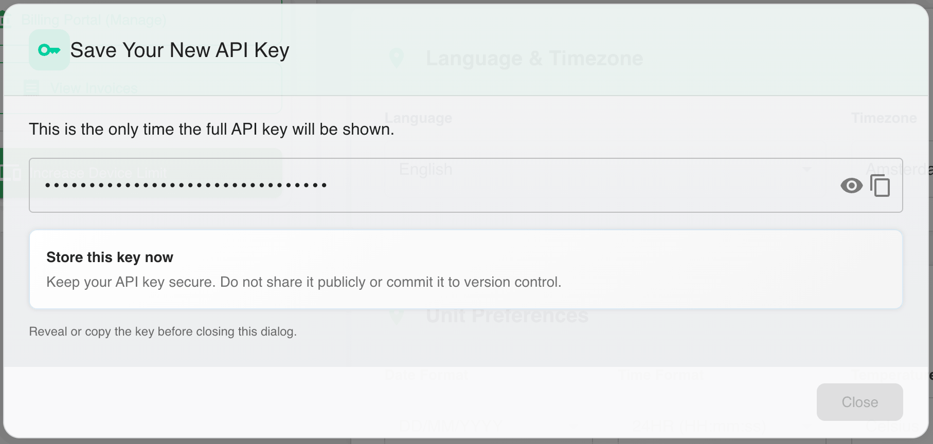 Copy API Key