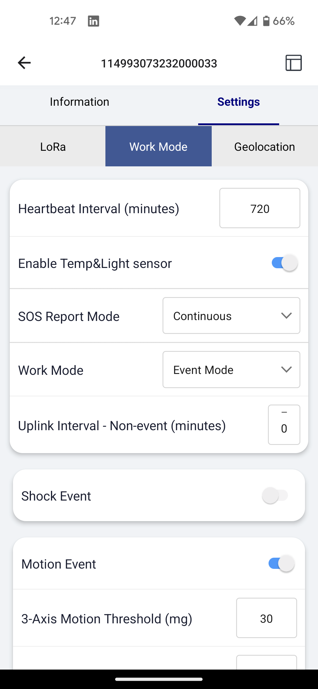 Sensecap Mate Work Mode Tab